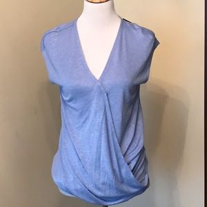 Apt. 9 periwinkle faux-wrap tee